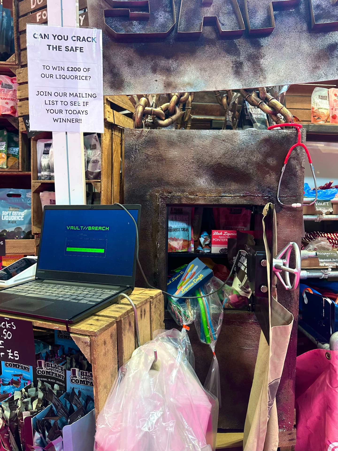 Our Crack The Safe challenge to win £200 worth of liquorice.